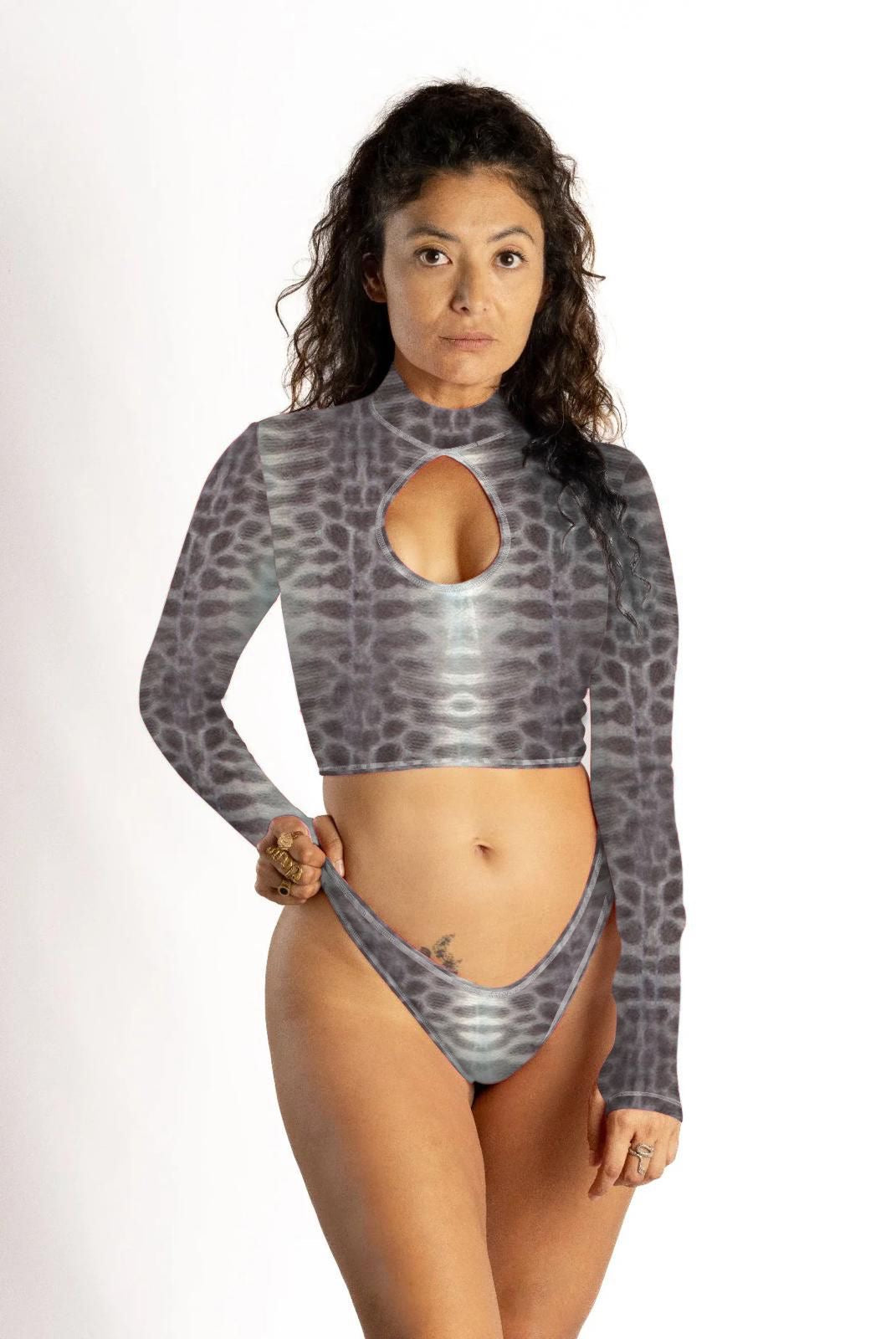 Ocean Drop Crop Top - Tiger Shark Real Skin - BeMyCrazy