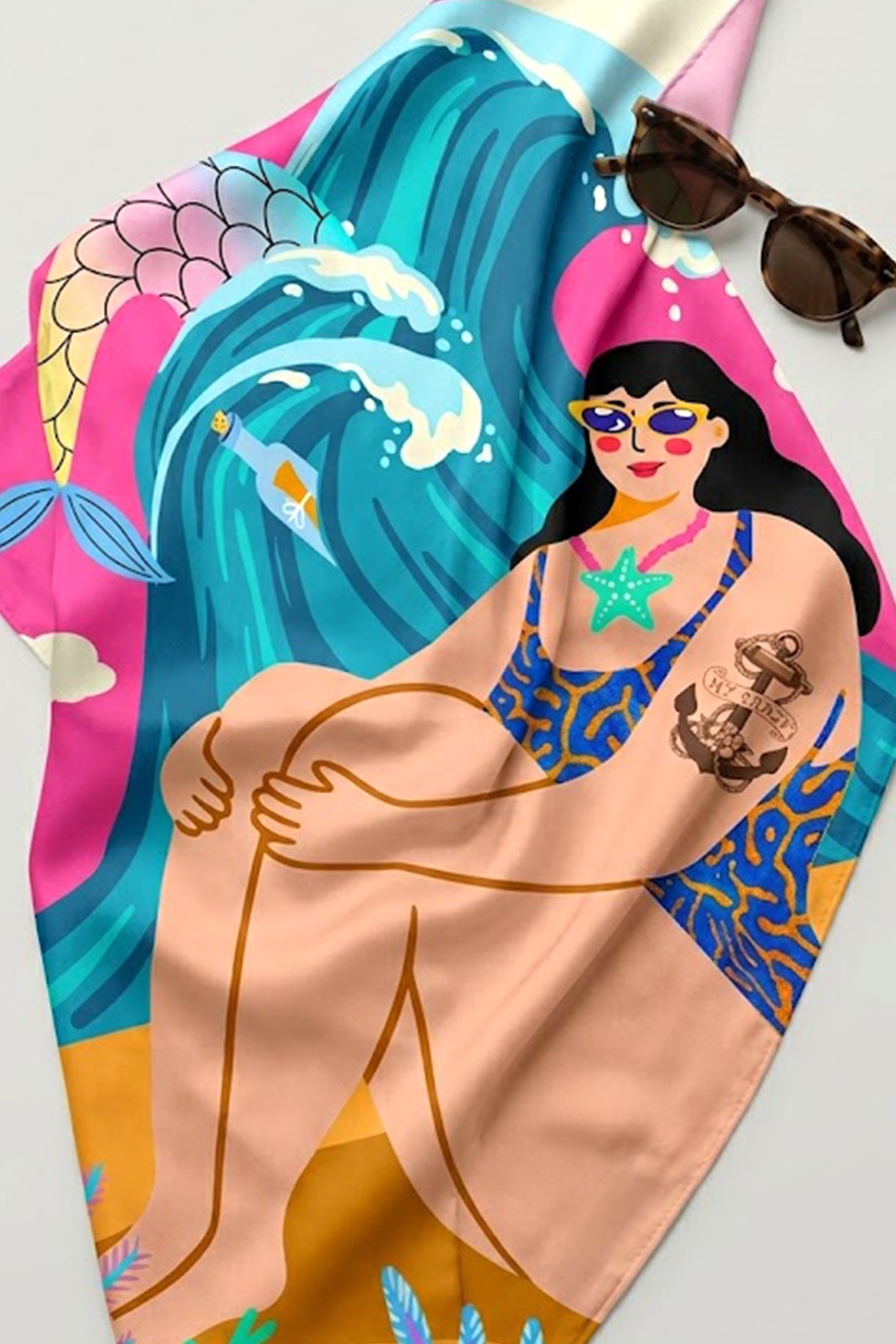 Island Paradise Sarong - Mermaid Tattoo -