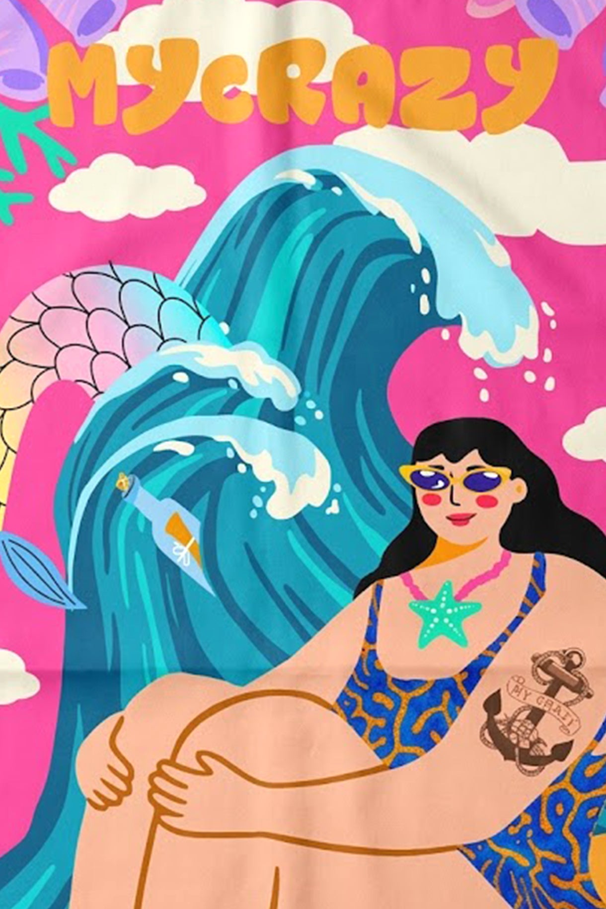 Island Paradise Sarong - Mermaid Tattoo -