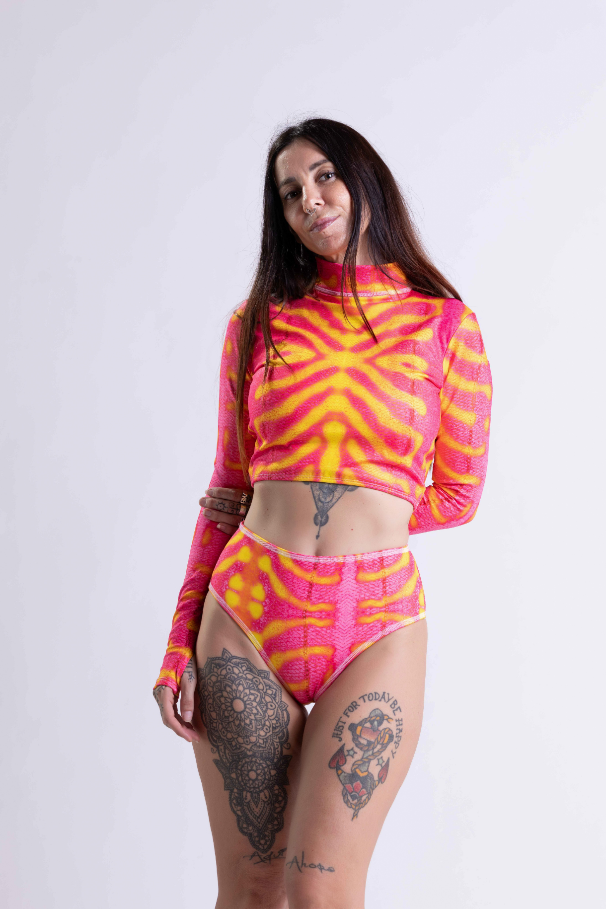 Ocean Confident Crop Top - Pink Tiger Shark Pink Tiger Shark